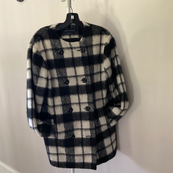 French Connection Oversize Plaid Wool Coat - Size 4 - Picture 3 of 10